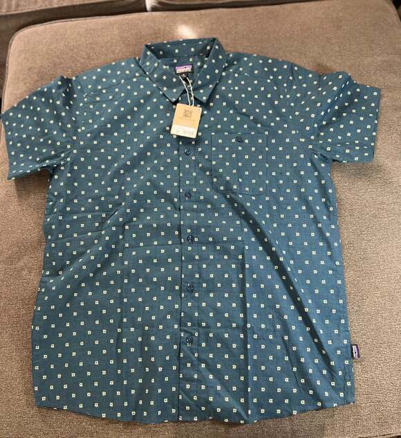 Patagonia Other - Patagonia Go To Shirt Size XL Lagom Blue Sun Beams Short Sleeve Organic